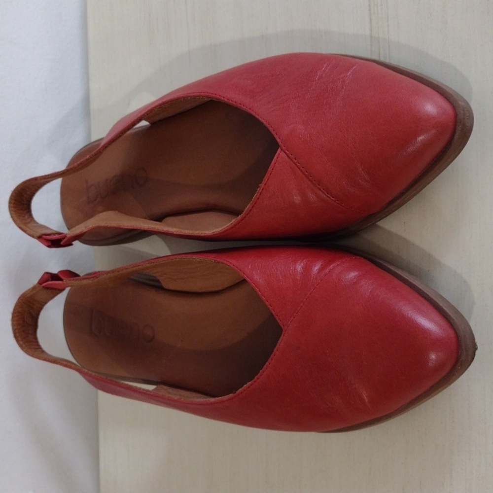 Bueno red leather slingback flats size 37